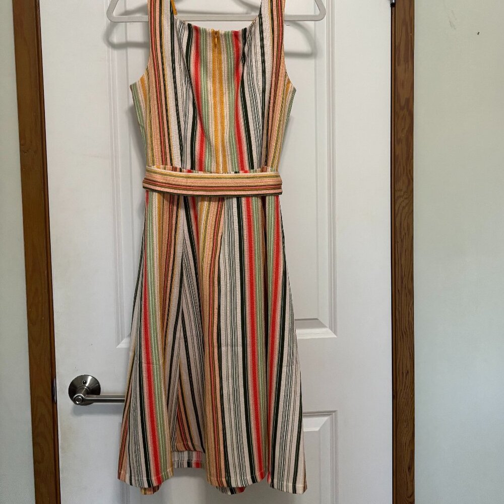 Sandra Darren Square Neck Multi-Colored Stripped … - image 2